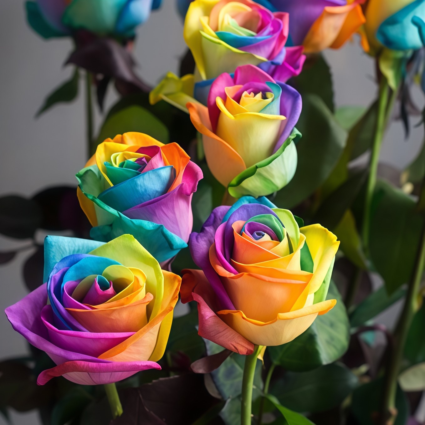 Роза радужная | Tinted Rainbow Rose - "Спутник"